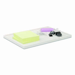 Slim Stackable Plastic Tray, 6.85 x 9.88 x 0.47, White