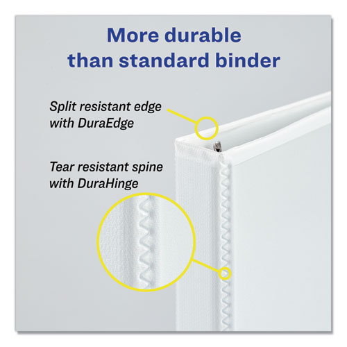 Durable View Binder with DuraHinge and Slant Rings, 3 Rings, 0.5" Capacity, 11 x 8.5, White - Image 4
