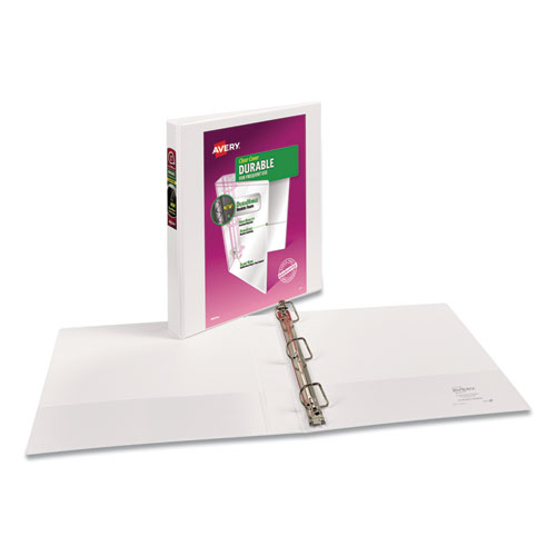 Durable View Binder with DuraHinge and Slant Rings, 3 Rings, 1" Capacity, 11 x 8.5, White, 4/Pack - Image 9