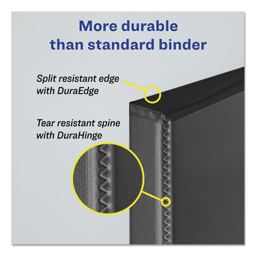 Durable View Binder with DuraHinge and Slant Rings, 3 Rings, 0.5" Capacity, 11 x 8.5, Black - Image 4