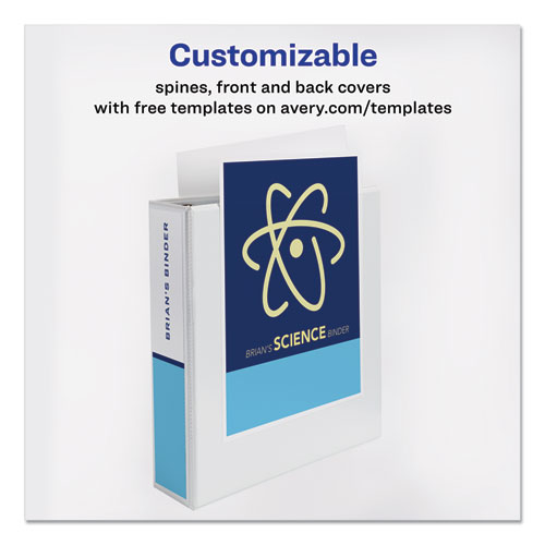 Durable View Binder with DuraHinge and Slant Rings, 3 Rings, 2" Capacity, 11 x 8.5, White, 4/Pack - Image 3