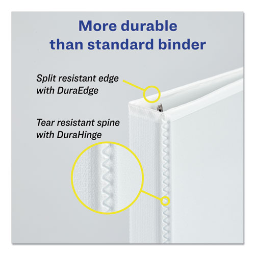 Durable View Binder with DuraHinge and Slant Rings, 3 Rings, 1" Capacity, 11 x 8.5, White - Image 4