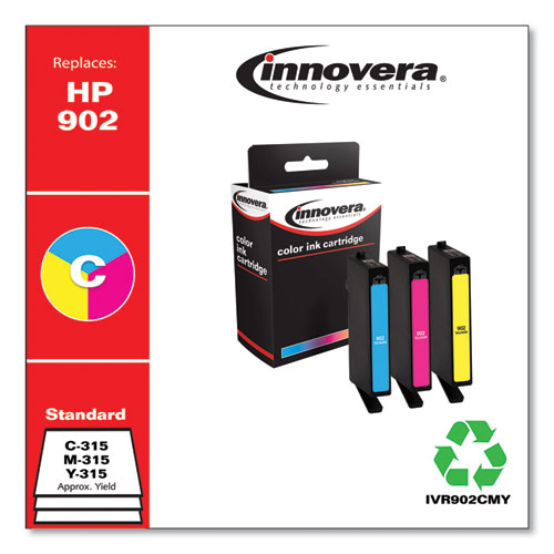 Remanufactured Cyan/Magenta/Yellow Ink, Replacement for 902 (T0A38AN), 315 Page-Yield - Image 2