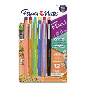 Flair Scented Felt Tip Porous Point Pen, Stick, Medium 0.7 mm, Sunday Brunch Scents, Assorted Ink and Barrel Colors, 12/Pack