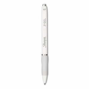 S-Gel Fashion Barrel Gel Pen, Retractable, Medium 0.7 mm, Black Ink, Pearl White Barrel, Dozen
