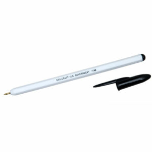 7520010605820, SKILCRAFT Ballpoint Pen, Stick, Fine 0.7 mm, Black Ink, White Barrel, Dozen