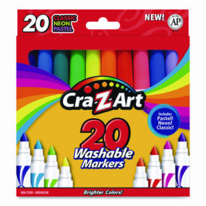 Washable Markers, Broad Bullet Tip, Assorted Classic/Neon/Pastel Colors, 20/Set