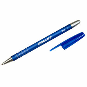 7520013576843, SKILCRAFT Rubberized Refillable Ballpoint Pen, Stick, Medium 1 mm, Blue Ink, Blue Barrel, Dozen
