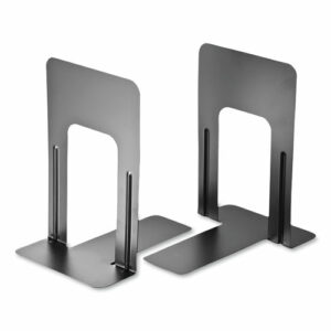 Steel Bookends, Nonskid Base, 5.88 x 8.25 x 9, Black, Pair
