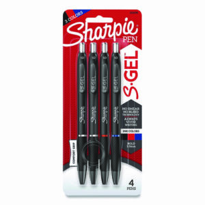 S-Gel High-Performance Gel Pen, Retractable, Bold 1 mm, Assorted Ink Colors, Black Barrel, 4/Pack
