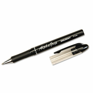 7520014244884, SKILCRAFT AlphaGrip Ballpoint Pen, Stick, Fine 0.7 mm, Black Ink, Black Barrel, Dozen