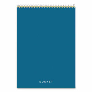 Docket Ruled Wirebound Pad with Cover, Wide/Legal Rule, Blue Cover, 70 Canary-Yellow 8.5 x 11.75 Sheets