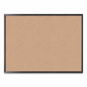 Cork Bulletin Board, 48" x 36" (Actual Size: 47" x 35"), Tan Surface, Black Wood Frame
