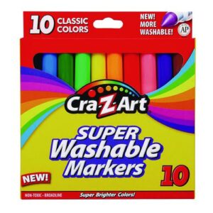 Super Washable Markers, Broad Bullet Tip, Assorted Colors, 10/Set