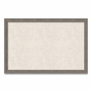 Linen Bulletin Board with Rustic Frame, 36" x 24" (Actual Size: 35" x 23"), Beige Surface, Brown Wood Frame