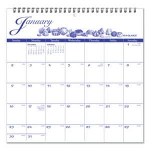 Illustrator's Edition Wall Calendar, Victorian Illustrations Artwork, 12 x 12, White/Blue Sheets, 12-Month (Jan to Dec): 2026