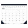 Recycled Academic Desk Pad Calendar, 18.5 x 13, White/Blue Sheets, Blue Binding/Corners, 14-Month: July 2025 to Aug 2026