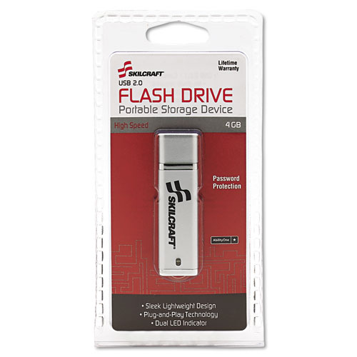 7045015584987, SKILCRAFT Ultra-Slim Flash Drive, 4 GB, Silver - Image 2