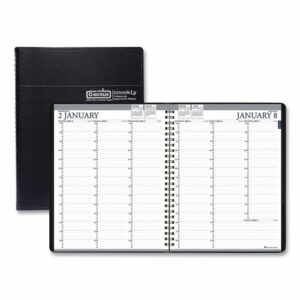 Recycled Professional Weekly Planner, 15-Minute Appts, 11 x 8.5, Black Wirebound Soft Cover, 12-Month (Jan to Dec): 2025