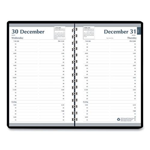 Memo Size Daily Appointment Book with 15-Minute Schedule, 8 x 5, Black Cover, 12-Month (Jan to Dec): 2025 - Image 2