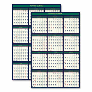 Four Season Erasable Business/Academic Recycled Wall Calendar, 24 x 37, 12-Month(July-June): 2025-26, 12-Month(Jan-Dec): 2026
