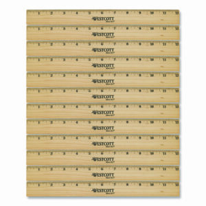 Beveled Wood Ruler, Standard, 12" Long, Natural Hardwood, 12/Pack