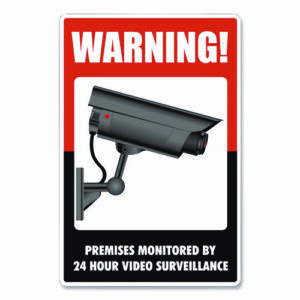 UV-Coated Preprinted Molded-Plastic Sign, 24-Hour Video Surveillance, 8 x 12, Black/Red/White
