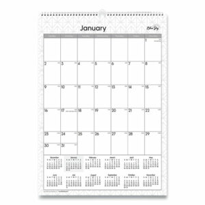 Enterprise Wall Calendar, Geometric Artwork, 12 x 17, White/Gray Sheets, 12-Month (Jan to Dec): 2025