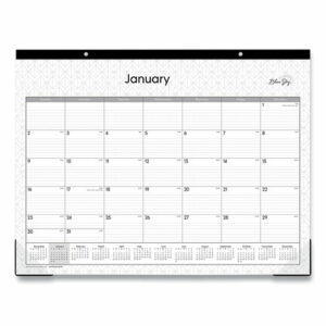 Enterprise Desk Pad, Geometric Artwork, 22 x 17, White/Gray Sheets, Black Binding, Clear Corners, 12-Month (Jan to Dec): 2025