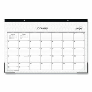 Enterprise Desk Pad, Geometric Artwork, 17 x 11, White/Gray Sheets, Black Binding, Clear Corners, 12-Month (Jan to Dec): 2025