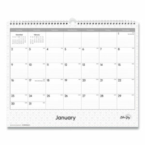 Enterprise Wall Calendar, Geometric Artwork, 15 x 12, White/Gray Sheets, 12-Month (Jan to Dec): 2025