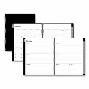 Enterprise Weekly/Monthly Planner, 11 x 8.5, Black Cover, 12-Month (Jan to Dec): 2025