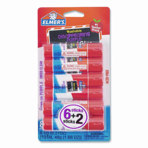 Disappearing Purple School Glue Stick, 0.21 oz, Dries Clear, 8/Pack