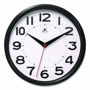 Metro Wall Clock, 9" Diameter, Black Case, 1 AA (sold separately)