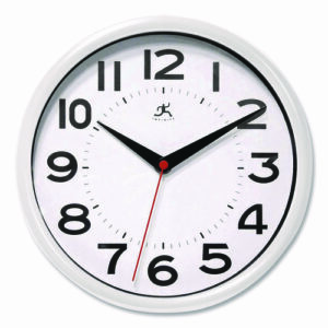 Metro Wall Clock, 9" Diameter, White Case, 1 AA (sold separately)