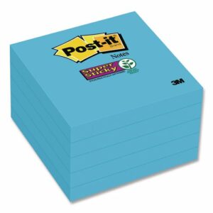 Self-Stick Notes, 3" x 3", Electric Blue, 90 Sheets/Pad, 5 Pads/Pack