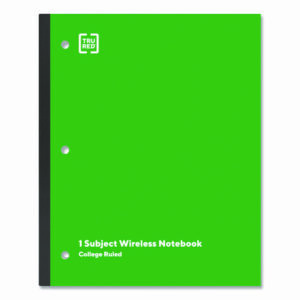 Wireless One-Subject Notebook, Medium/College Rule, Green Cover, (80) 11 x 8.5 Sheets