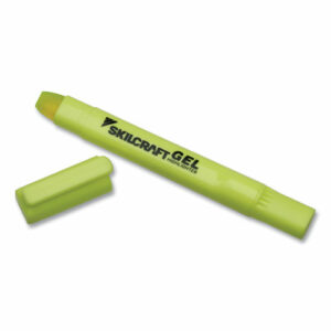 7520016919222, SKILCRAFT Gel Highlighter, Fluorescent Yellow Ink, Chisel Tip, Yellow Barrel, Dozen