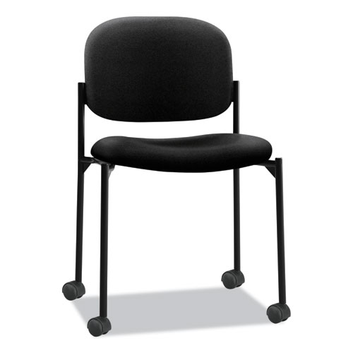 VL606 Stacking Guest Chair without Arms, Fabric Upholstery, 21.25" x 21" x 32.75", Black Seat, Black Back, Black Base - Image 7