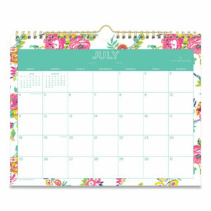 Day Designer Peyton Academic Wall Calendar, Floral Artwork, 11 x 8.75, White Sheets, 12-Month (July to June): 2025 to 2026