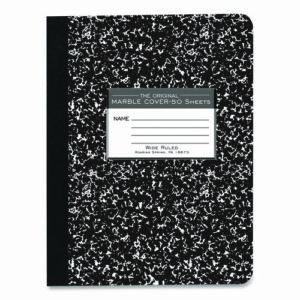 Marble Cover Composition Book, Wide/Legal Rule, Black Marble Cover, (50) 9.75 x 7.5 Sheets