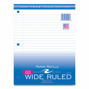 Notebook Filler Paper, 3-Hole, 8 x 10.5, Wide/Legal Rule, 200/Pack