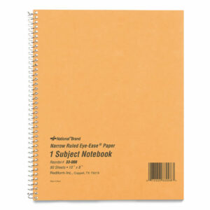 Single-Subject Wirebound Notebooks, Narrow Rule, Brown Board Cover, (80) 10 x 8 Eye-Ease Green Sheets