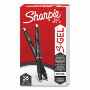 S-Gel High-Performance Gel Pen, Retractable, Medium 0.7 mm, Black Ink, Black Barrel, 36/Pack
