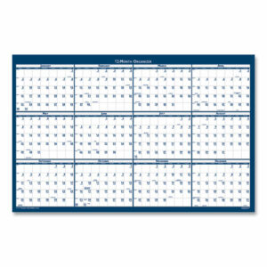 7510016956113, SKILCRAFT Two-Sided Dry Erase Wall Calendar, 24 x 37, White/Blue Sheets, 12-Month (Jan to Dec): 2025