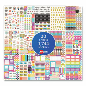 Planner Sticker Variety Pack: Budget, Fitness, Motivational, Seasonal and Work Stickers, Assorted Sizes and Colors, 744/Pack