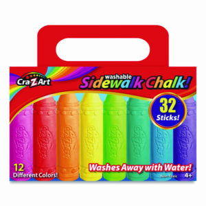 Washable Sidewalk Chalk, 12 Assorted Colors, 32 Sticks/Box