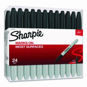 Fine Tip Permanent Marker, Fine Bullet Tip, Black, 24/Pack