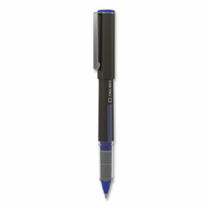 Rollerball Pen, Stick, Fine 0.5 mm, Blue Ink, Black/Blue/Clear Barrel, 3/Pack