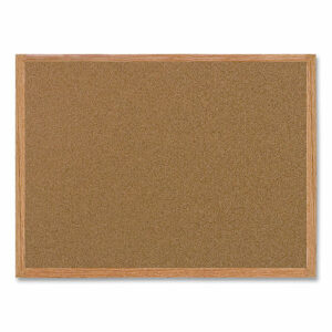 Value Cork Board with Oak Frame, 24" x 36", Brown Surface, Natural Oak Frame